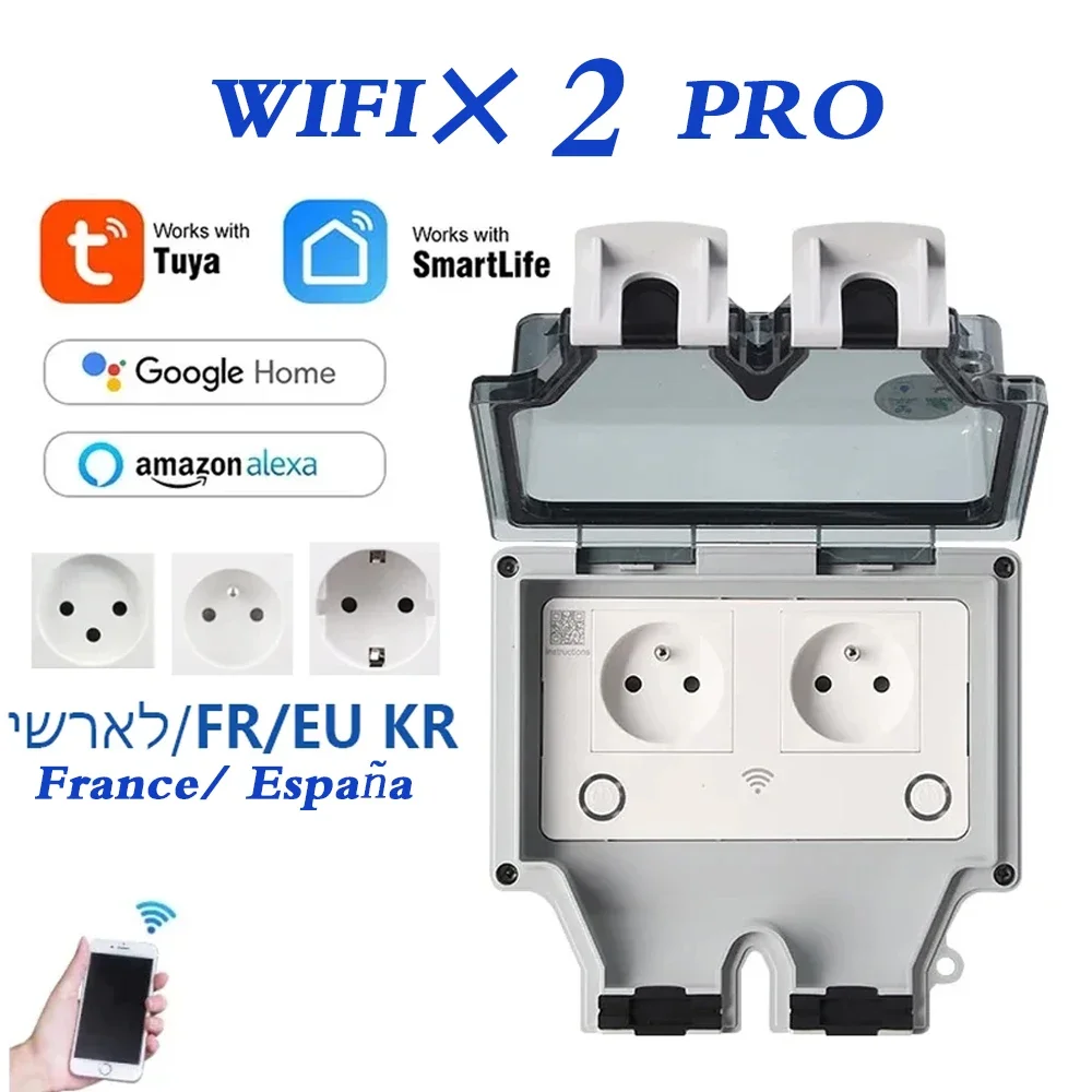 Timer Dual Outlet - Водонепроницаемая электрическая настенная розетка Tuya EU
